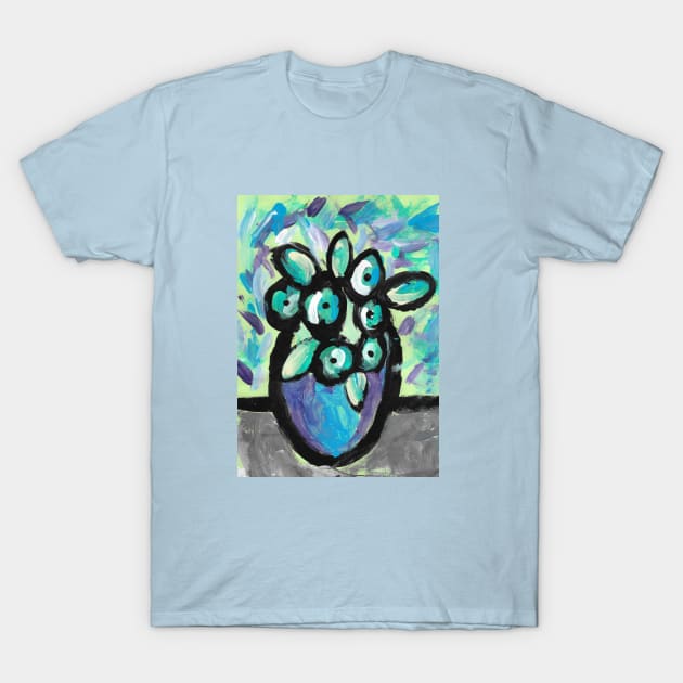 Flowers in Vase Oil Painting T-Shirt by mahdloart